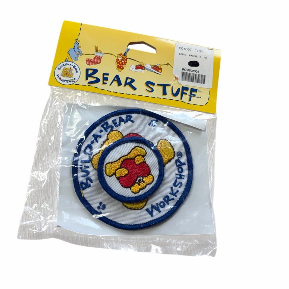 RARE Build-A-Bear Workshop 3" and 1.75" Embroidered Patches, SEALED, PRE 2003